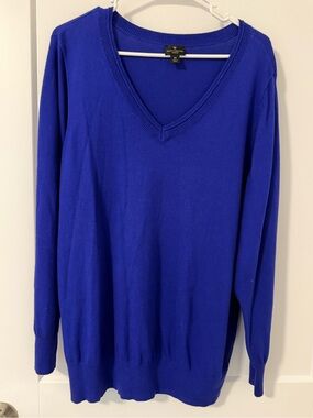 Worthington V-Neck Sweater Knit Top - Royal Blue